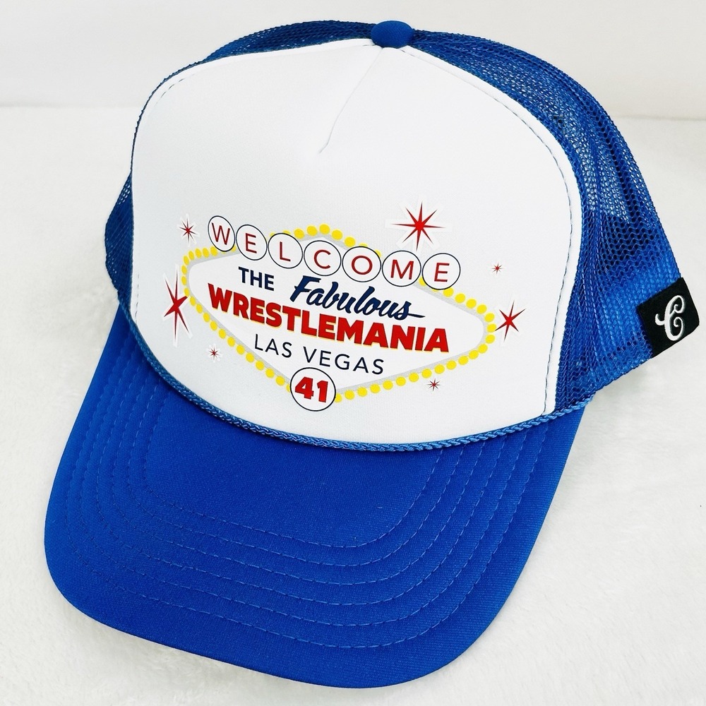 WWE WrestleMania 41 Fabulous Las Vegas Trucker Hat Cap Snapback Adjustable Blue